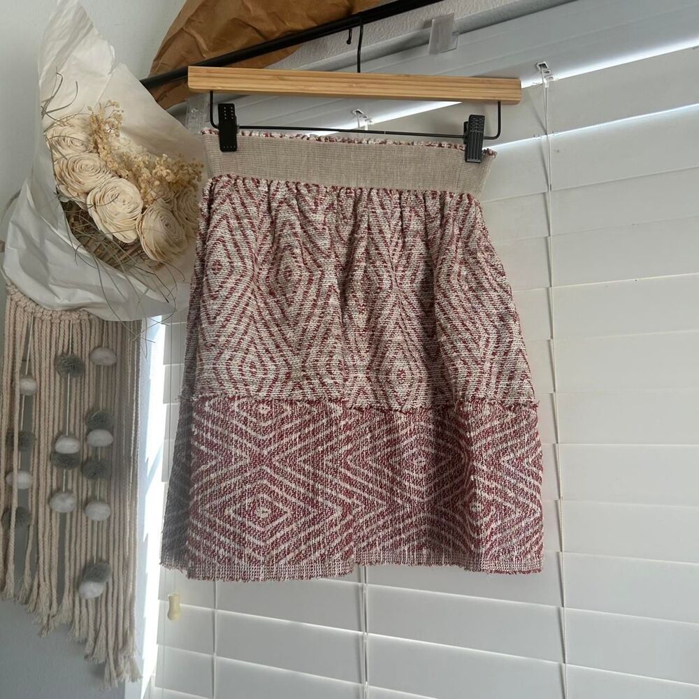 Giada Forte Italian Linen Boho Artisan Geometric Mini Skirt Size 0